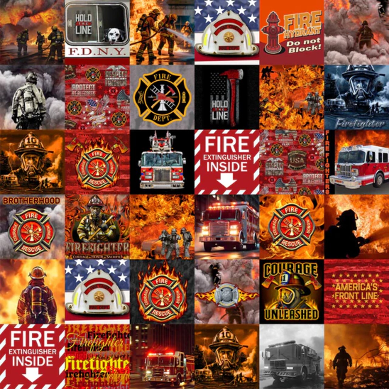 Fabric Sykel Enterprises Firefighter 60" Cheater Quilt by the Quarter Yard 1363FF